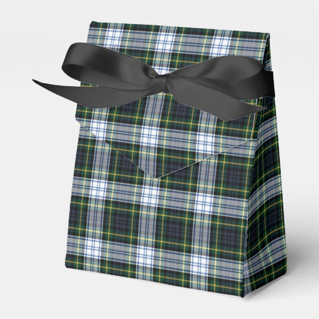 Tartan Clan Gordon White Green Plaid Favor Box (Front Side)