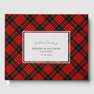 Tartan Clan MacQueen Black Red Wedding Guest Book