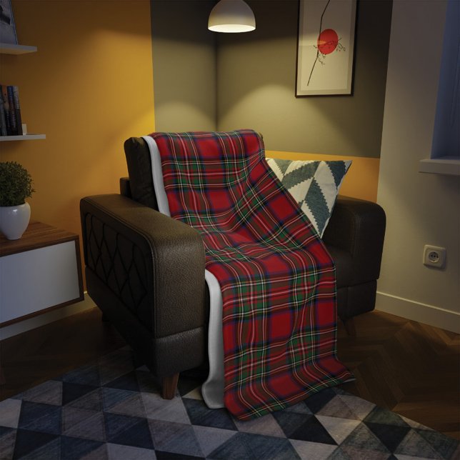 Tartan Clan Stewart Plaid Red Green Check Pattern Fleece Blanket (Creator Uploaded)