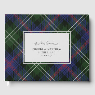Tartan Clan Sutherland Plaid Purple Green Check Guest Book