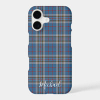 Tartan Clan Thompson Plaid Blue Grey Personalized