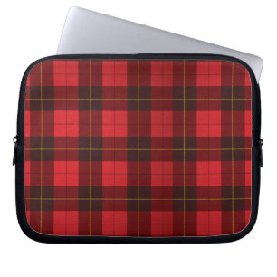 Tartan Clan Wallace Plaid Red Black Check  Laptop Sleeve