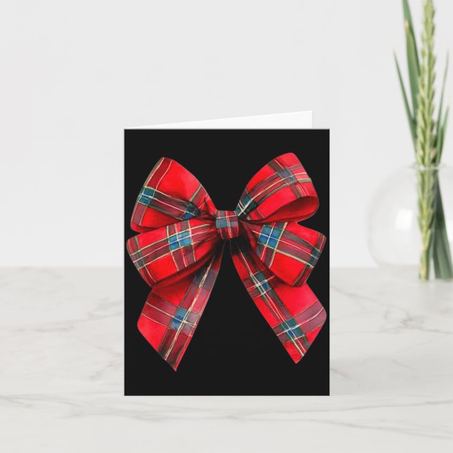 Tartan Coquette Bow, Christmas Funny Gift Women,gi Card (Front)