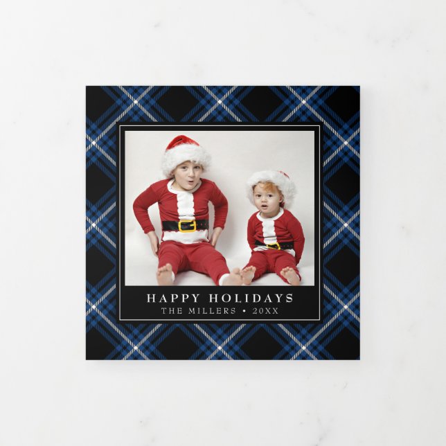 Tartan de la marine a planifié Noël triple Carte p (Protection)