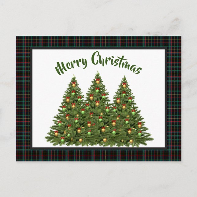 Tartan de Noël avec carte postale Arbre de Noël (Devant)