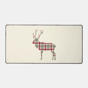 Tartan d'hiver Plaid Deer Silhouette Desk Mat