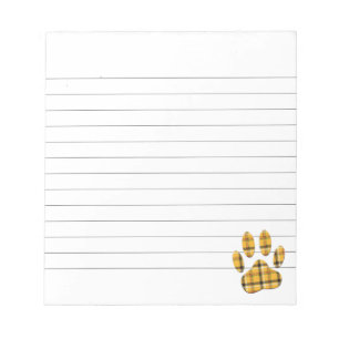 Tartan Dog Paw Print Custom Lined Notepad