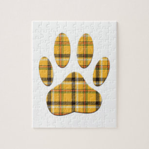 Tartan Dog Paw Print Jigsaw Puzzle