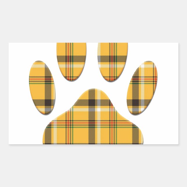 Tartan Dog Paw Print Sticker (Front)