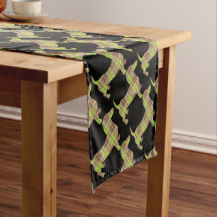 Tartan-Doxie-Green Short Table Runner