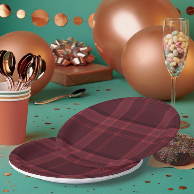 Tartan Fabric 9" Round Paper Plate (Multi)