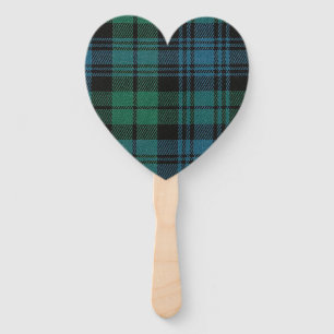 Tartan Fabric Heart Hand Fan