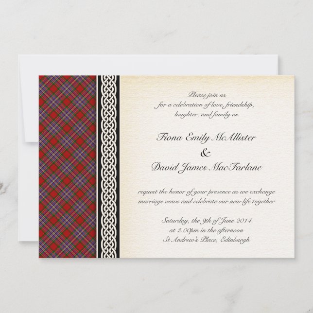 Tartan Faire-part de mariage (Devant)