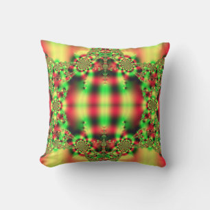 Tartan Fractal Throw Pillow