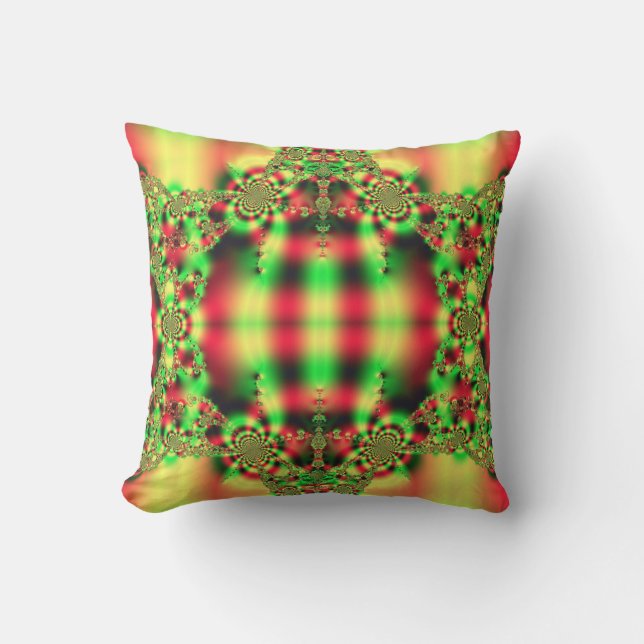 Tartan Fractal Throw Pillow (Front)