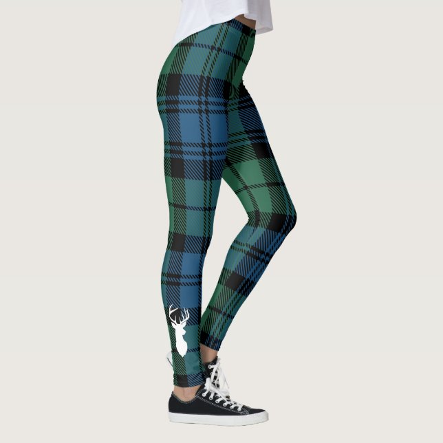 Tartan Green Clan Campbell Plaid  Leggings (Right)