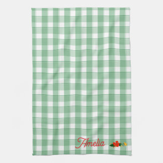 Tartan green simple wildflower pattern name kitchen towel