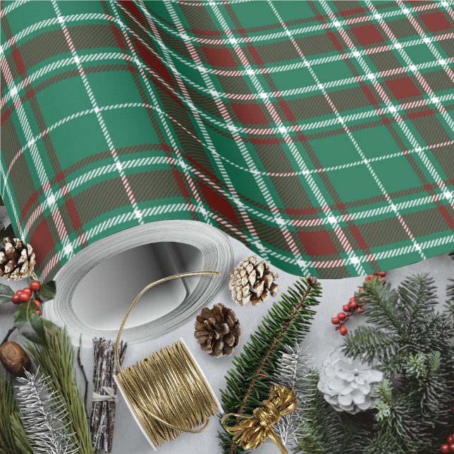 Tartan - Green White and Russet Red Wrapping Paper (Tartan - Green White and Russet Red Wrapping Paper by Leapfroglisics Shop)