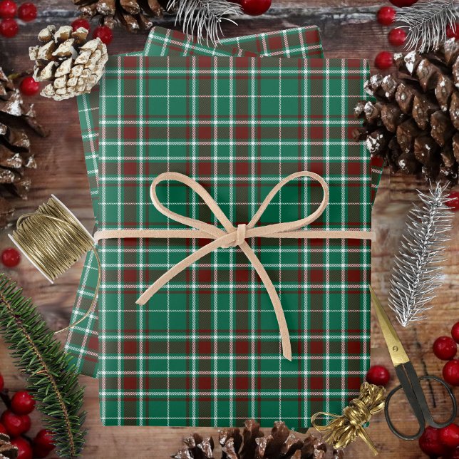 Tartan - Green White Russet Red Wrapping Paper Sheet (Tartan - Green White Russet Red Wrapping Paper Sheets by Leapfroglisics Shop)
