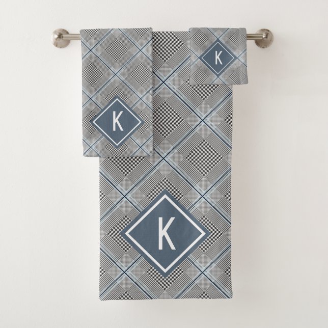 Tartan Gris Bleu Blanc, Monogramme (En situation)