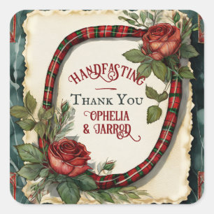 TARTAN HANDFASTING STICKERS FOR FAVORS ENVELOPES