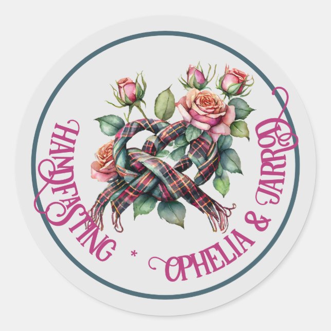 TARTAN HANDFASTING STICKERS FOR FAVORS ENVELOPES (Front)