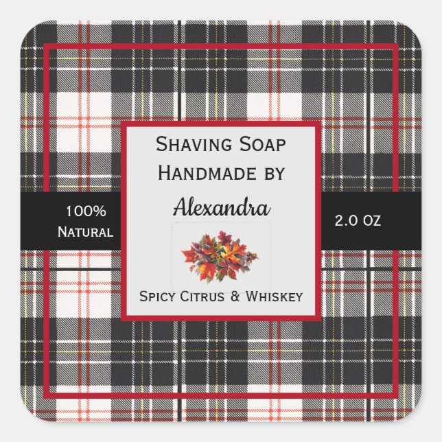 Tartan Handmade Shave Soap Product Label (Front)