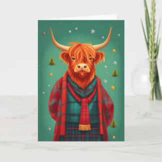 Tartan Highland Cow Xmas Card