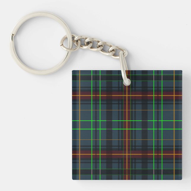 Tartan in blue, orange, green... keychain (Front)