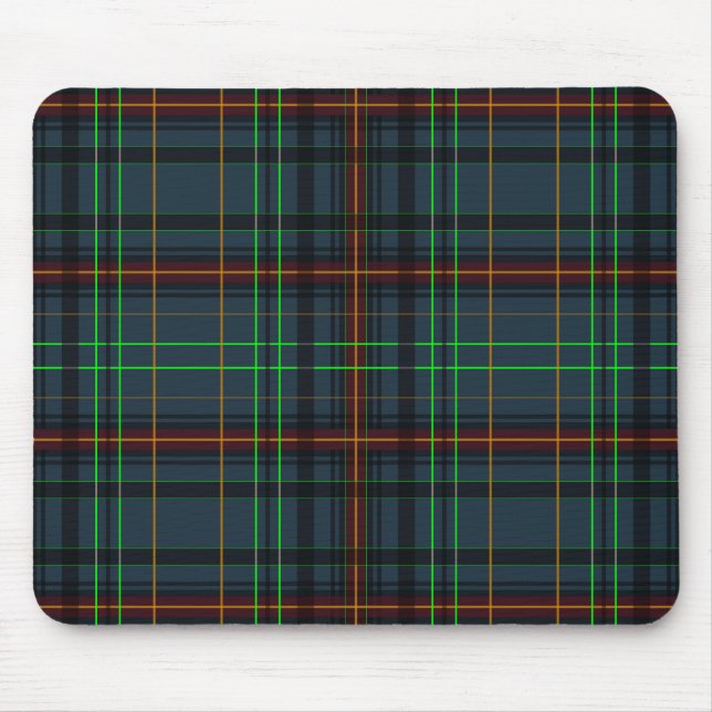 Tartan in blue, orange, green... mouse pad (Front)