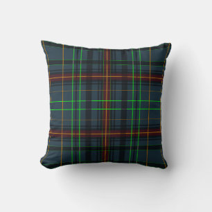 Tartan in blue, orange, green... throw pillow