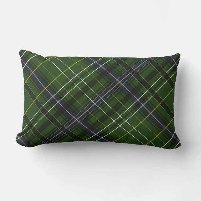 Tartan in green lumbar pillow (Front)
