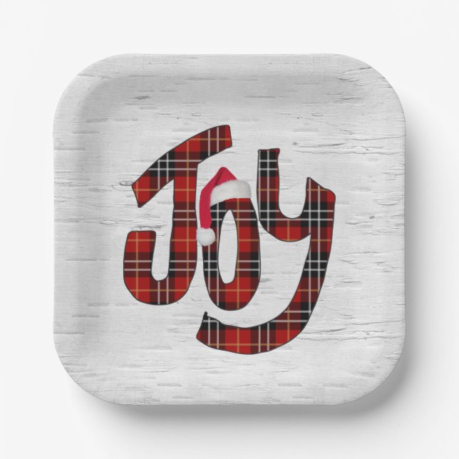 Tartan Joy On White Birch  Paper Plate (Front)