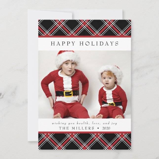 Tartan Joyeux Joyeux Joyeux Carte de vacances pour (Devant)