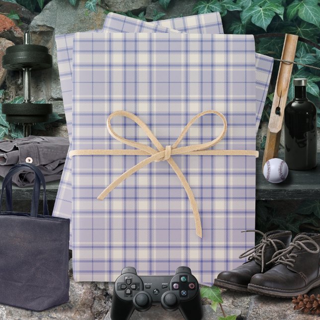 Tartan - Mauve-Cement White-Dark Purple Wrapping Paper Sheet (Tartan - Mauve-Cement White-Dark Purple Wrapping Paper Sheets by Leapfroglisics Shop)
