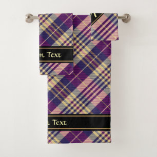 Tartan mauve, or et bleu