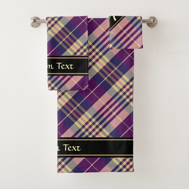 Tartan mauve, or et bleu (En situation)