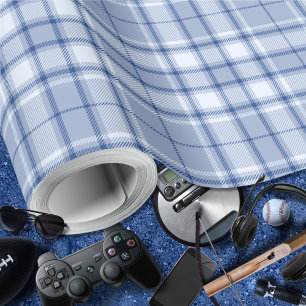 Tartan - Medium blue to Light and Navy Blue Wrapping Paper