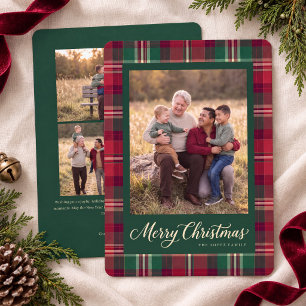 Tartan Merry Christmas Family Photo Card