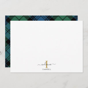 Tartan Monogram Initial Name Holiday Rustic Plaid Card