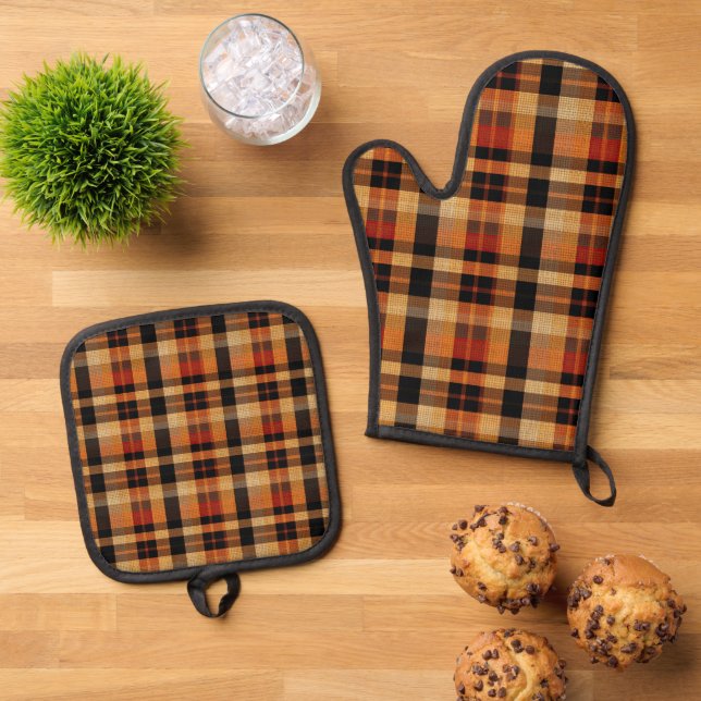 tartan oven mitt & pot holder set (Top Down)