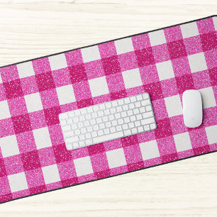 Tartan Pailleté Rose Élégant sur Fond Blanc