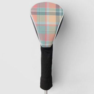 Tartan Pastels Peach Mint Lemon Stylish Pattern Golf Head Cover