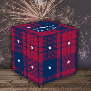 Tartan - Patriotic - Red Blue White Stars Classic Favor Box
