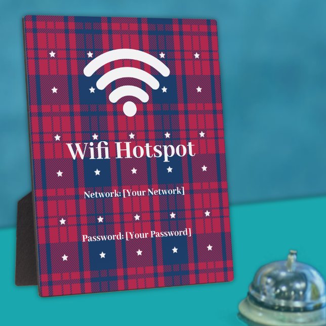 Tartan - Patriotic - Red Blue White Stars Plaque (Creator Uploaded)