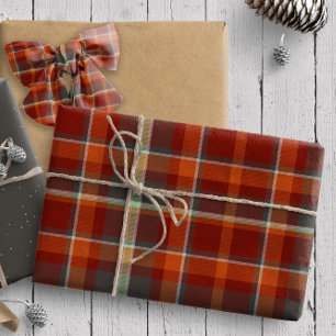 Tartan Pattern11 Paprika and Stone Grey ID210 Wrapping Paper