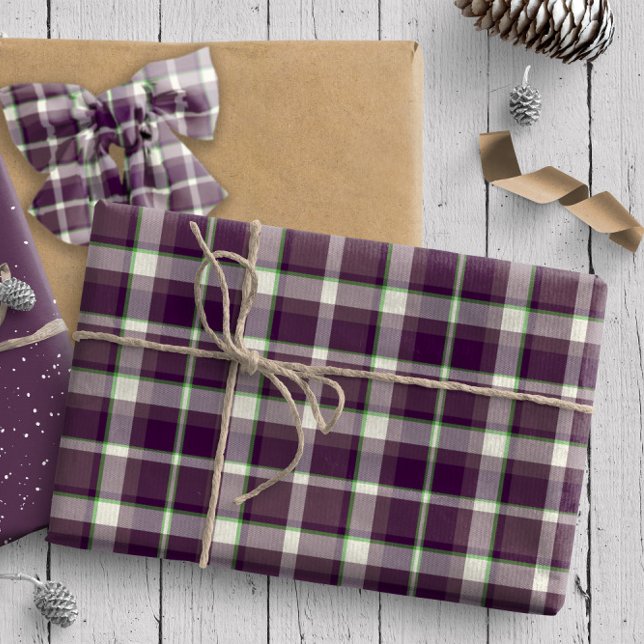 Tartan Pattern3 Eggplant and Green ID210 Wrapping Paper (Creator Uploaded)