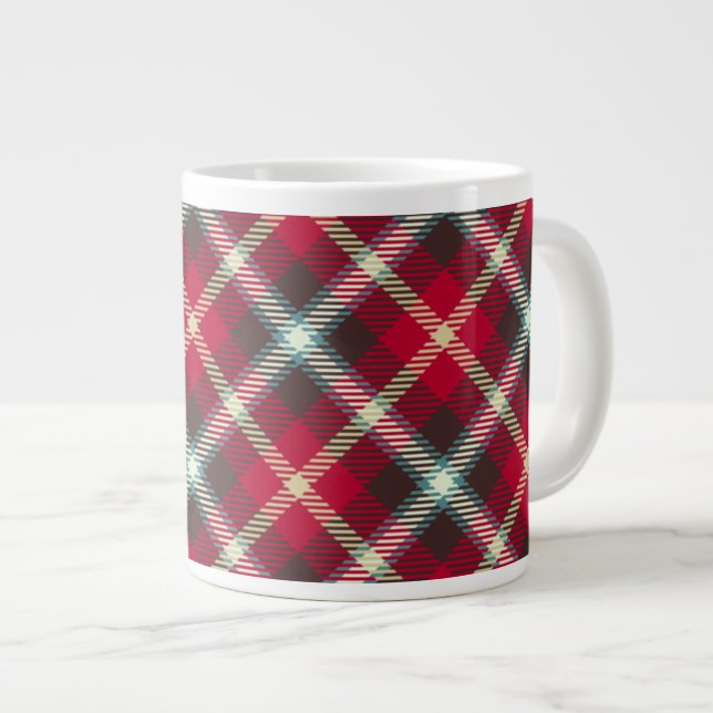 Tartan Pattern Christmas Plaid 20oz Coffee Large Coffee Mug (Front Right)