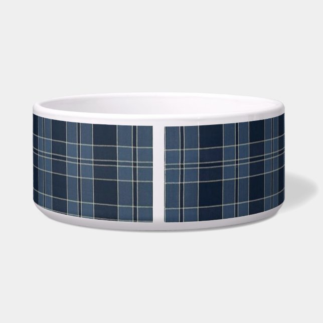tartan pattern fabric Campbell Ceramic Pet Bowl (Back)