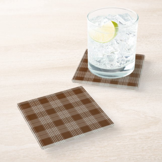 Tartan Pattern Fabric Glass Coaster (Angled)